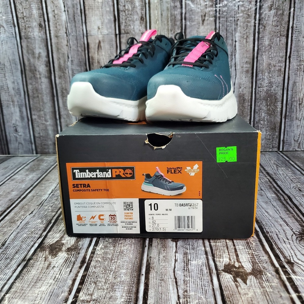 Timberland PRO Womem's Setra Composite Safety Toe Work Shoes Teal Pink Size 10